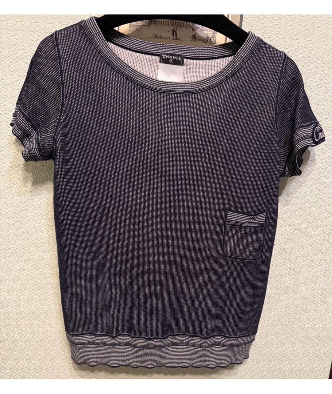 CHANEL Темно-синяя хлопковая футболка, фото 7