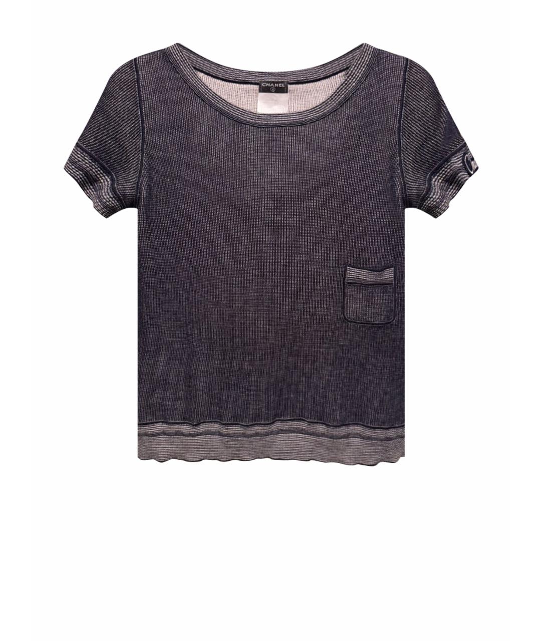 CHANEL Темно-синяя хлопковая футболка, фото 1