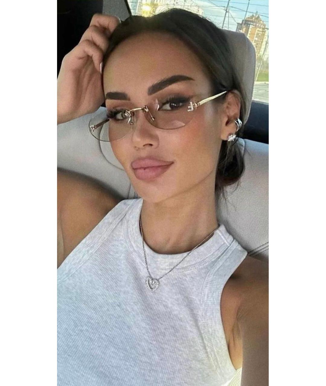 FENDI Бежевые металлические солнцезащитные очки, фото 4