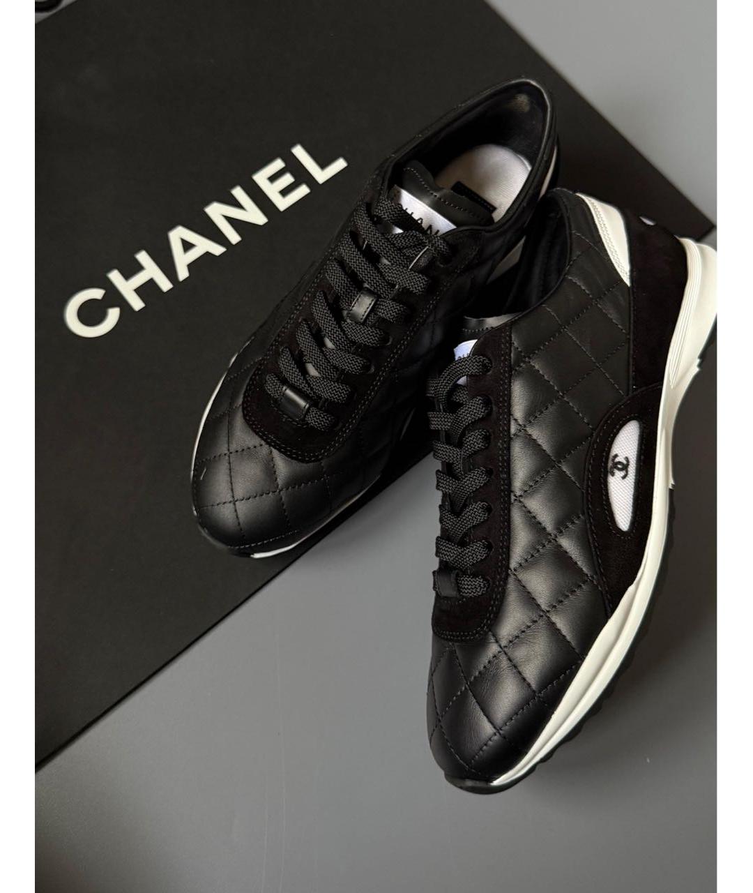 CHANEL Черные кожаные кроссовки, фото 3