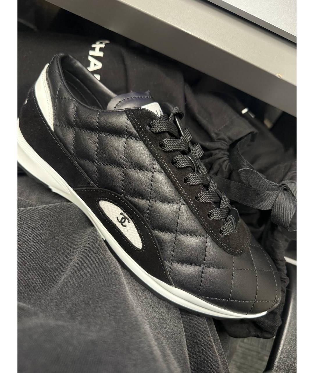 CHANEL Черные кожаные кроссовки, фото 2