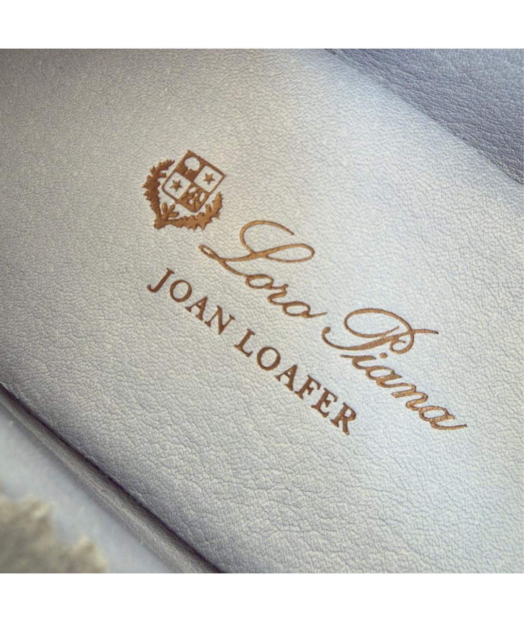 LORO PIANA Голубые замшевые лоферы, фото 7