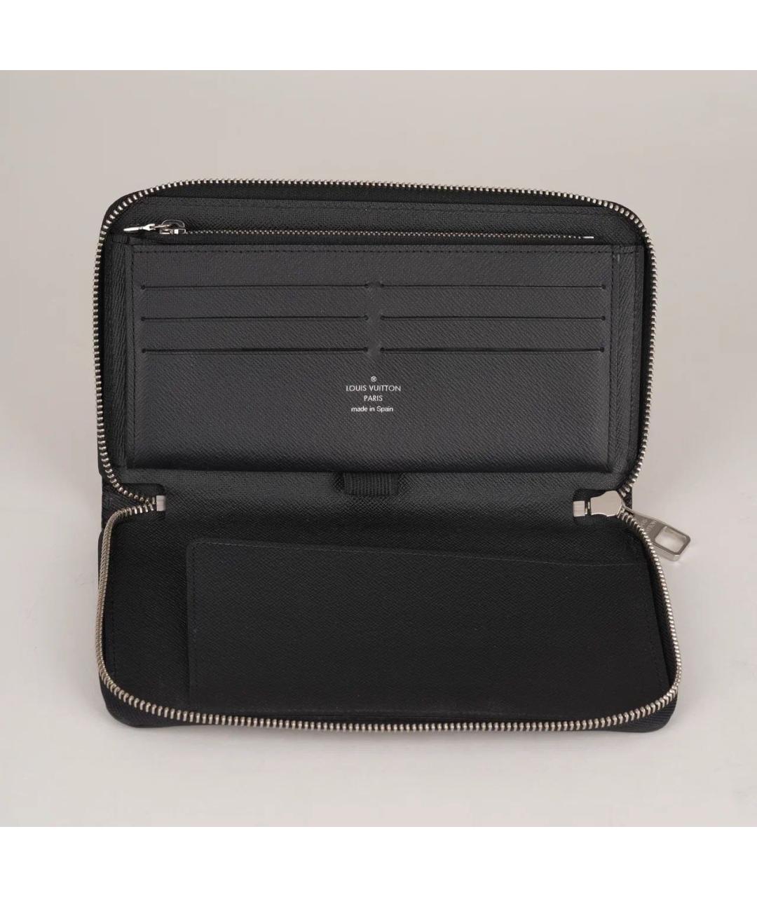 LOUIS VUITTON Черный кожаный кошелек, фото 7