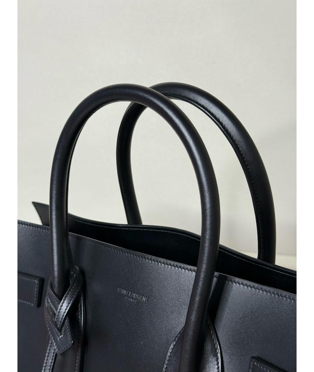 SAINT LAURENT Черная кожаная сумка с короткими ручками, фото 6
