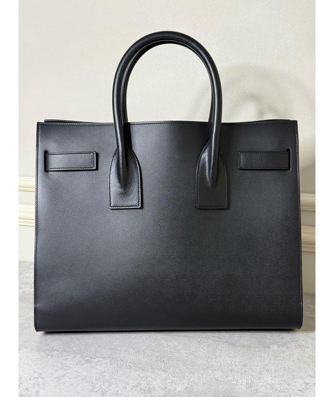 SAINT LAURENT Черная кожаная сумка с короткими ручками, фото 5