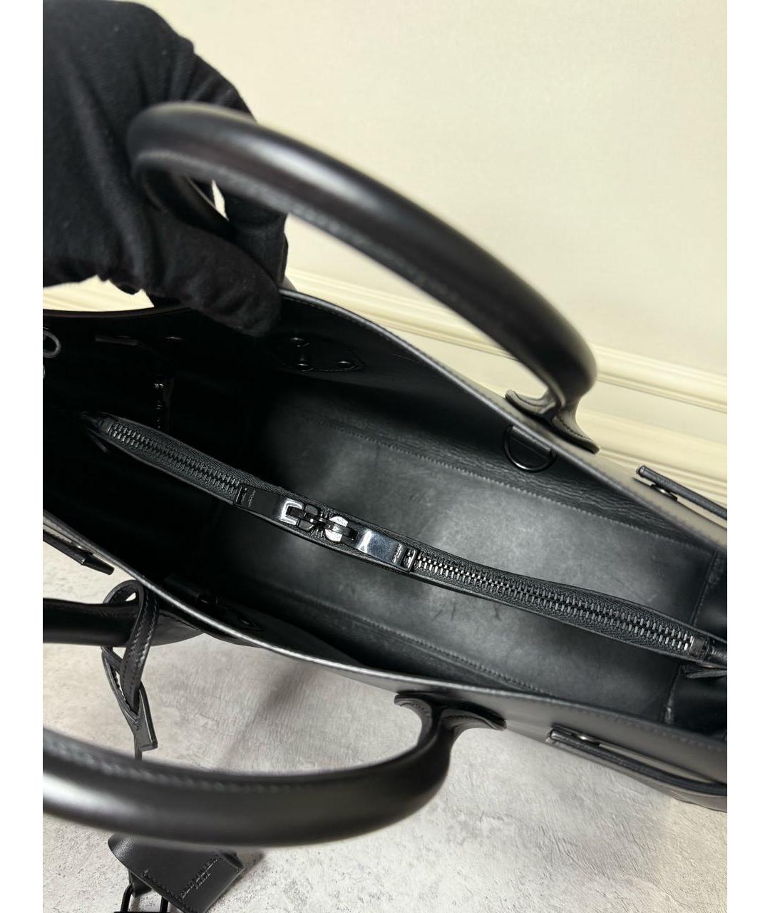 SAINT LAURENT Черная кожаная сумка с короткими ручками, фото 8