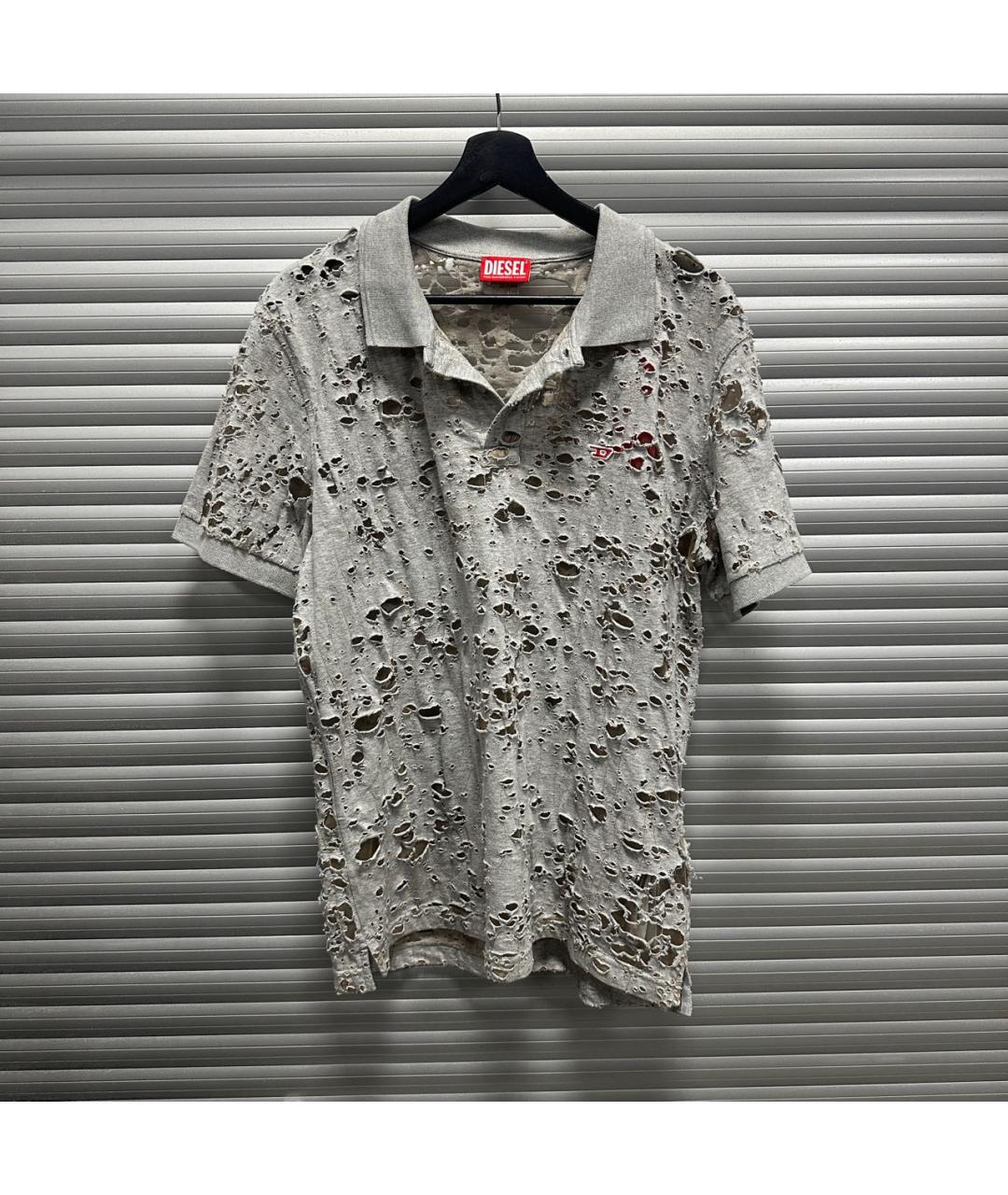 DIESEL Серое хлопко-полиэстеровое поло с коротким рукавом, фото 6