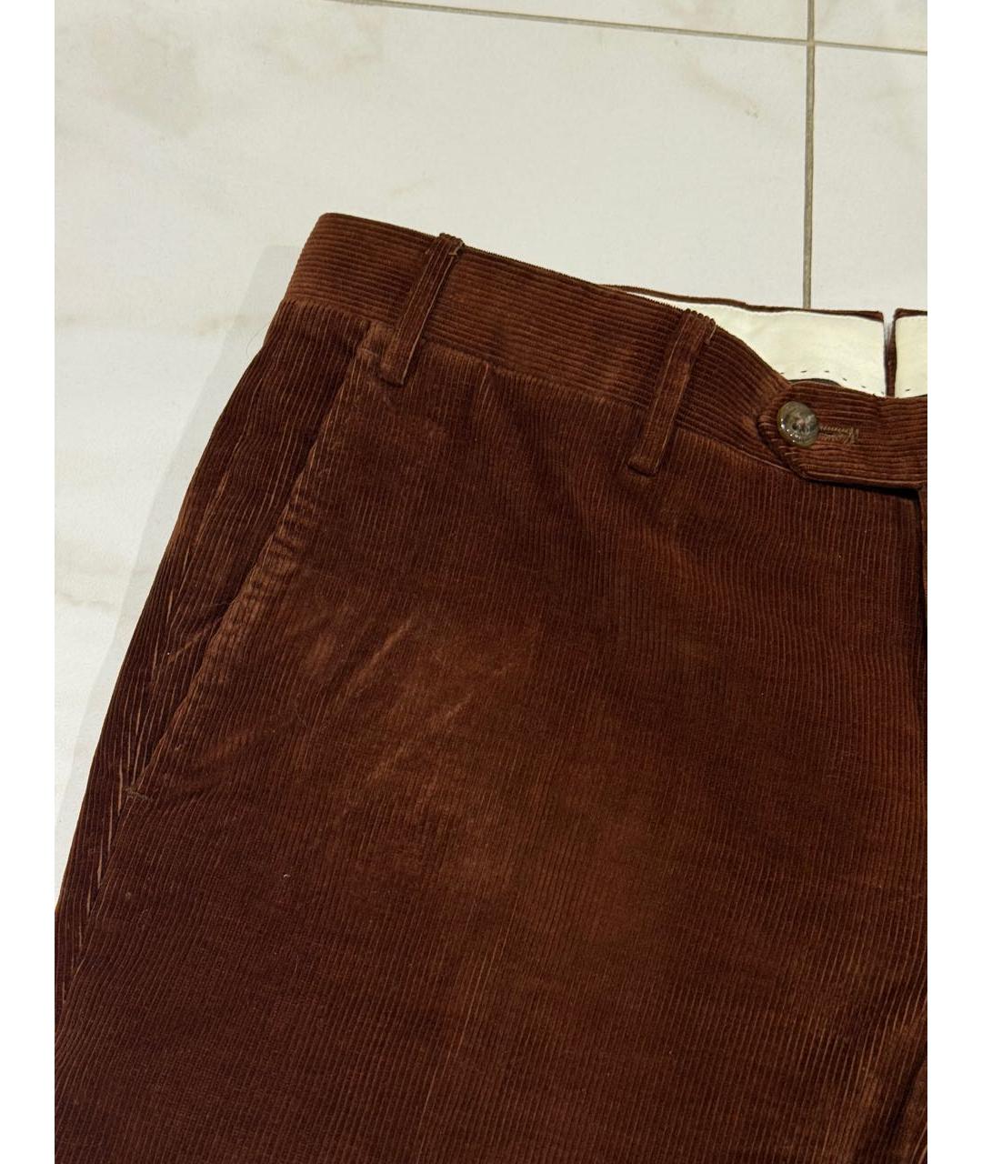 CORNELIANI Коричневые хлопковые повседневные брюки, фото 3