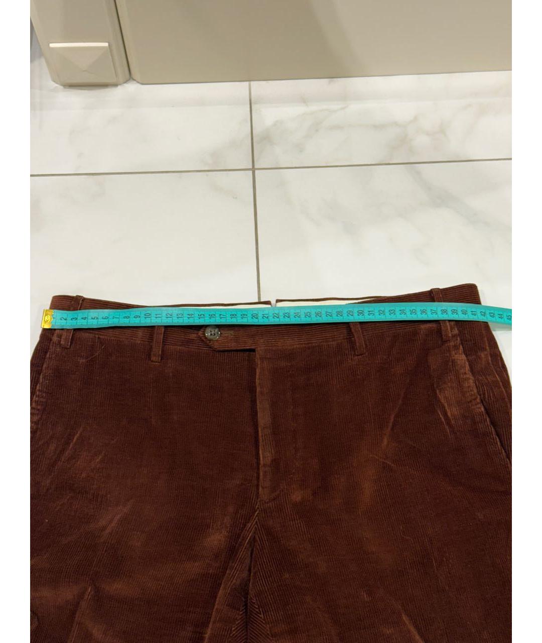 CORNELIANI Коричневые хлопковые повседневные брюки, фото 6