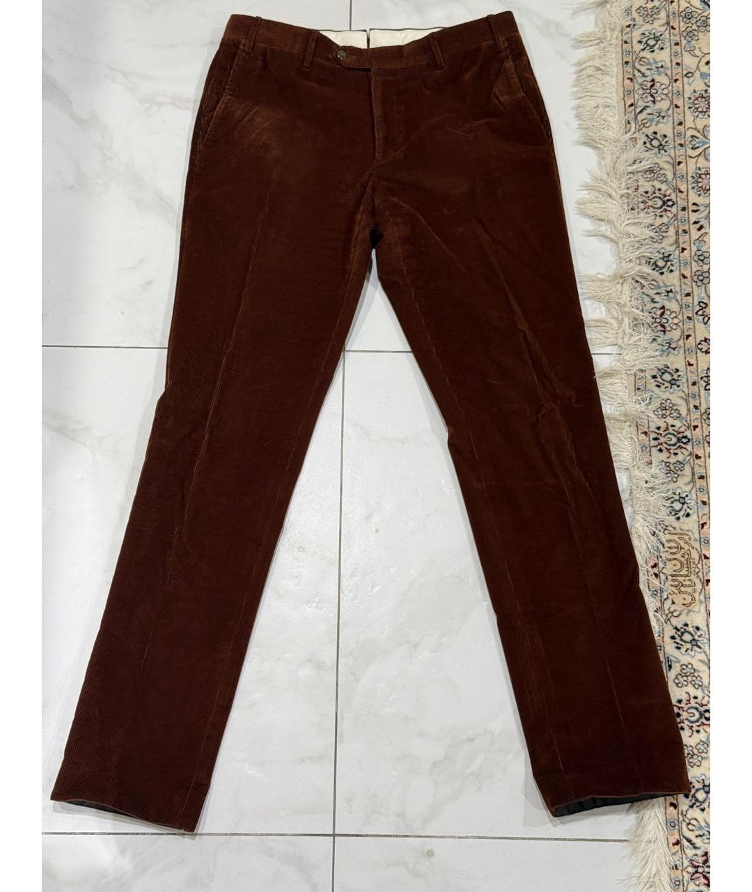 CORNELIANI Коричневые хлопковые повседневные брюки, фото 9