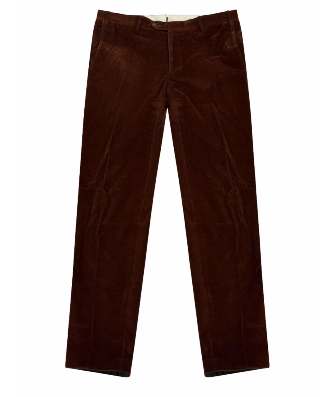 CORNELIANI Коричневые хлопковые повседневные брюки, фото 1