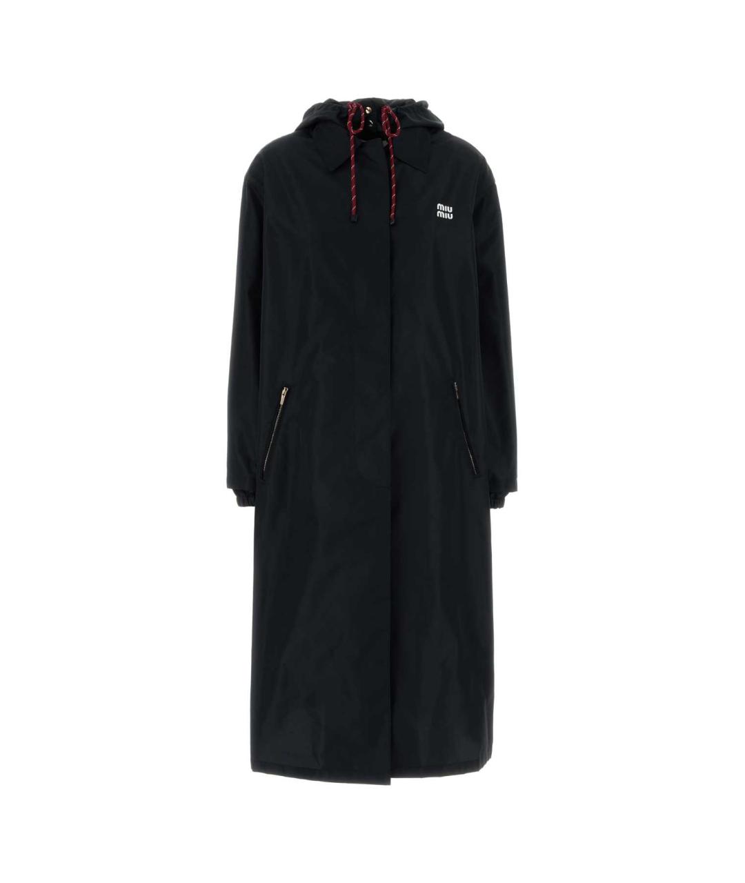 MIU MIU Темно-синий полиэстеровый тренч/плащ, фото 1