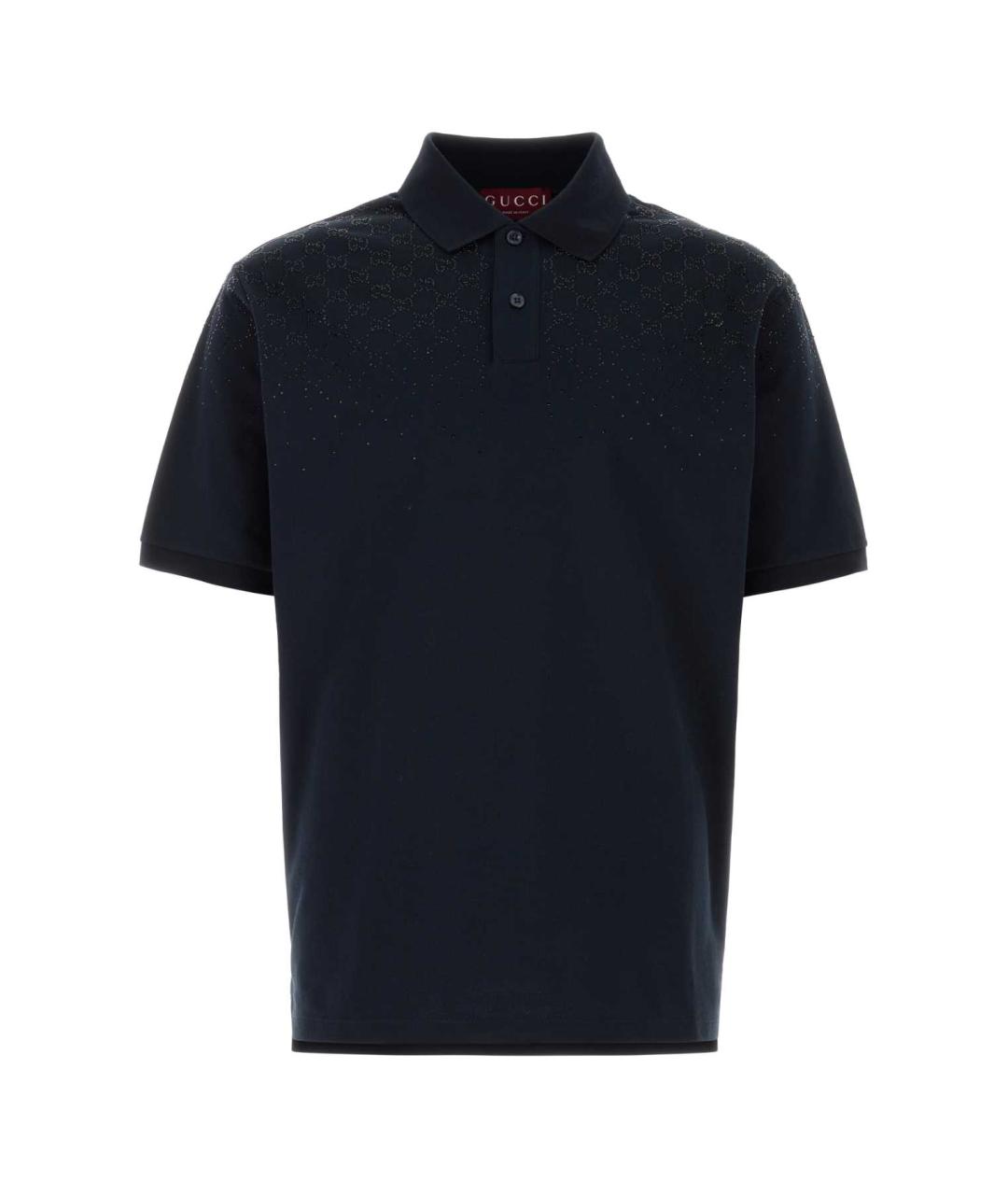 GUCCI Синее хлопковое поло с коротким рукавом, фото 1