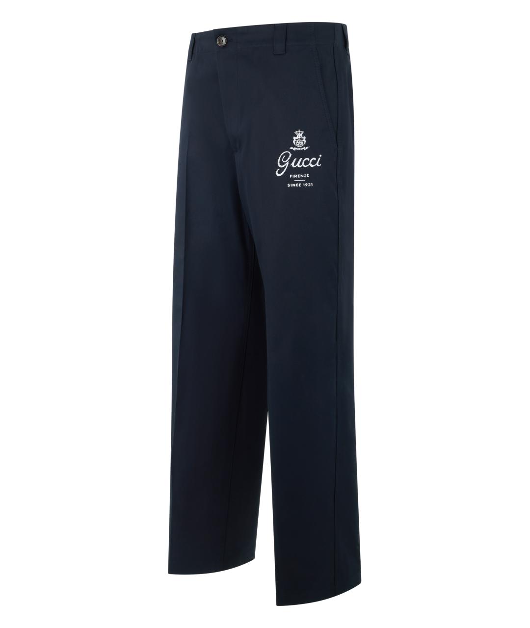 GUCCI Синие хлопковые повседневные брюки, фото 3