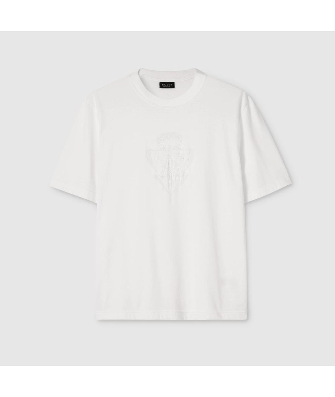 GUCCI Белая хлопко-полиэстеровая футболка, фото 6