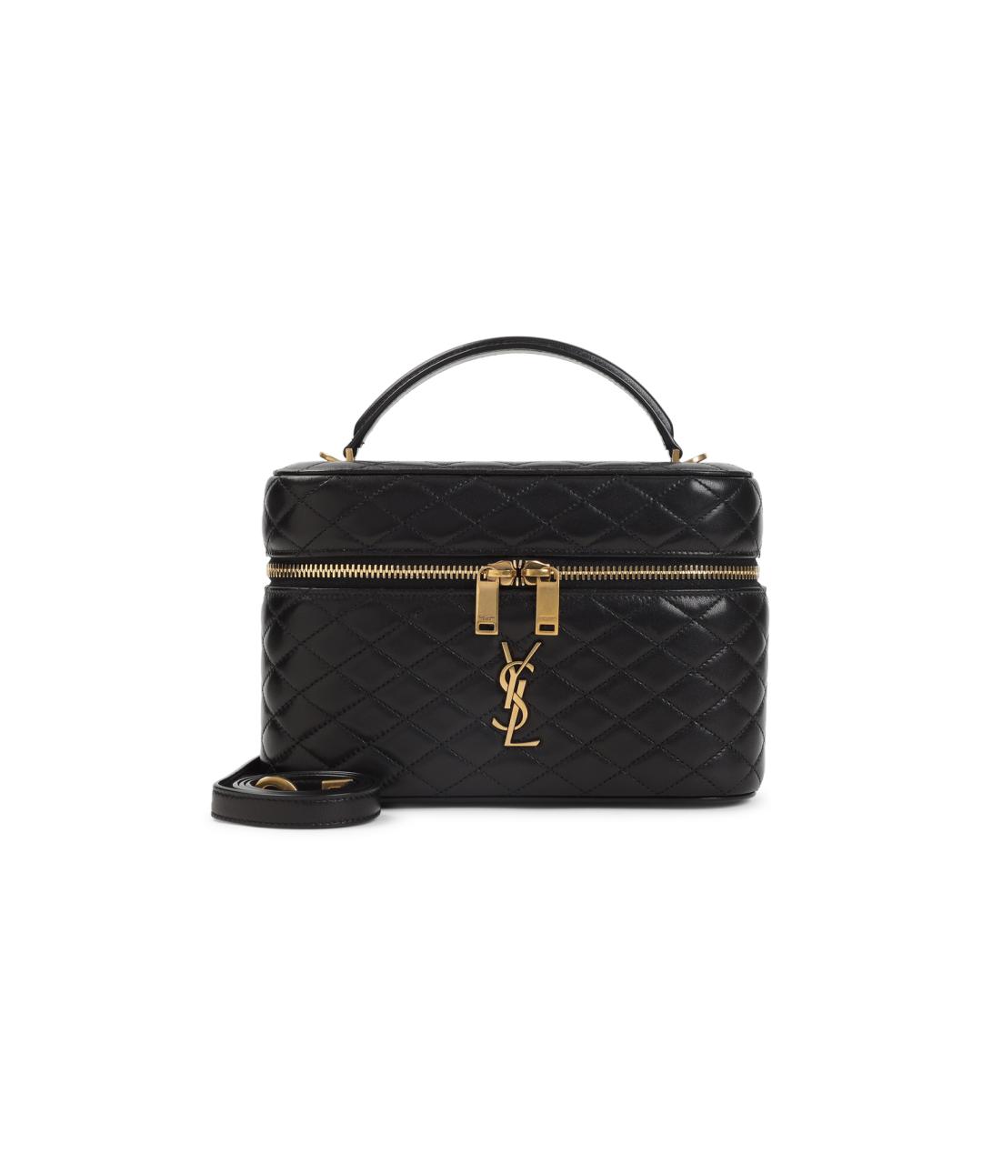 SAINT LAURENT Черная кожаная сумка с короткими ручками, фото 1