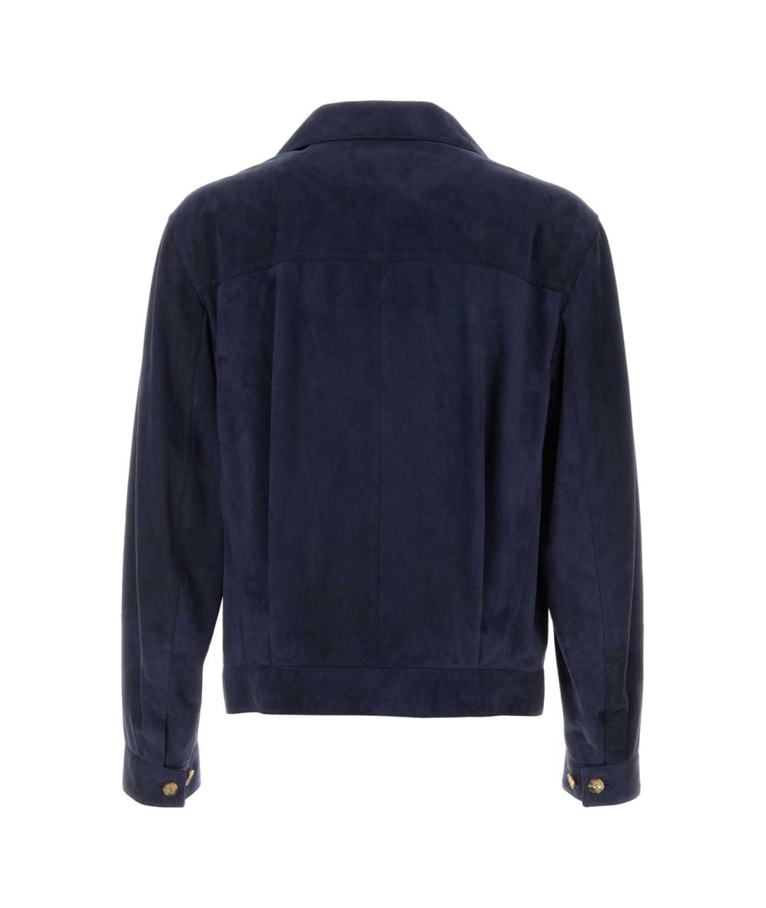 BRUNELLO CUCINELLI Синяя кожаная куртка, фото 2