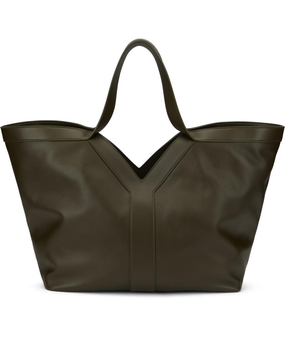 SAINT LAURENT Зеленая кожаная сумка тоут, фото 2