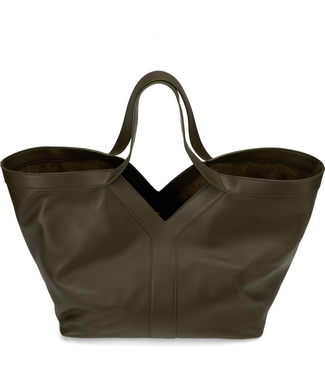 SAINT LAURENT Зеленая кожаная сумка тоут, фото 5