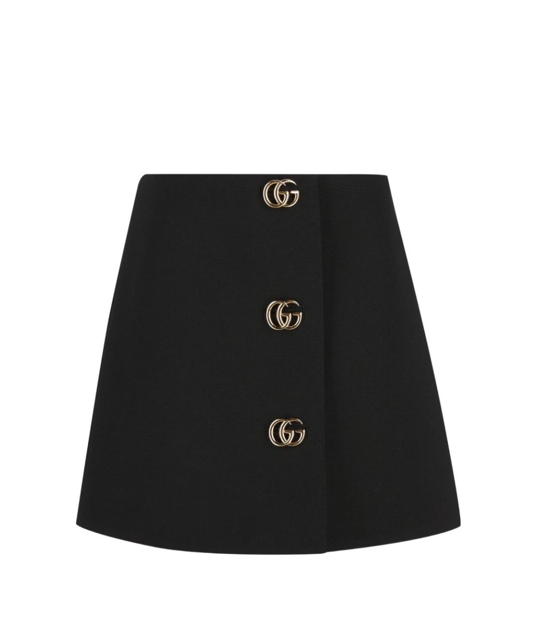 GUCCI Черная шерстяная юбка мини, фото 1