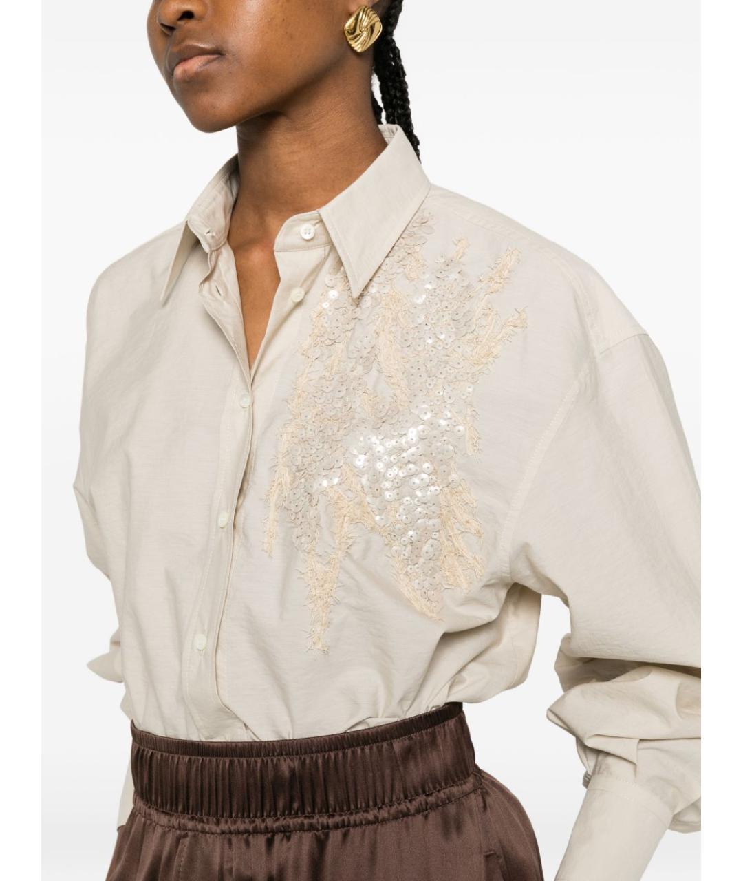 BRUNELLO CUCINELLI Бежевая хлопковая рубашка, фото 5