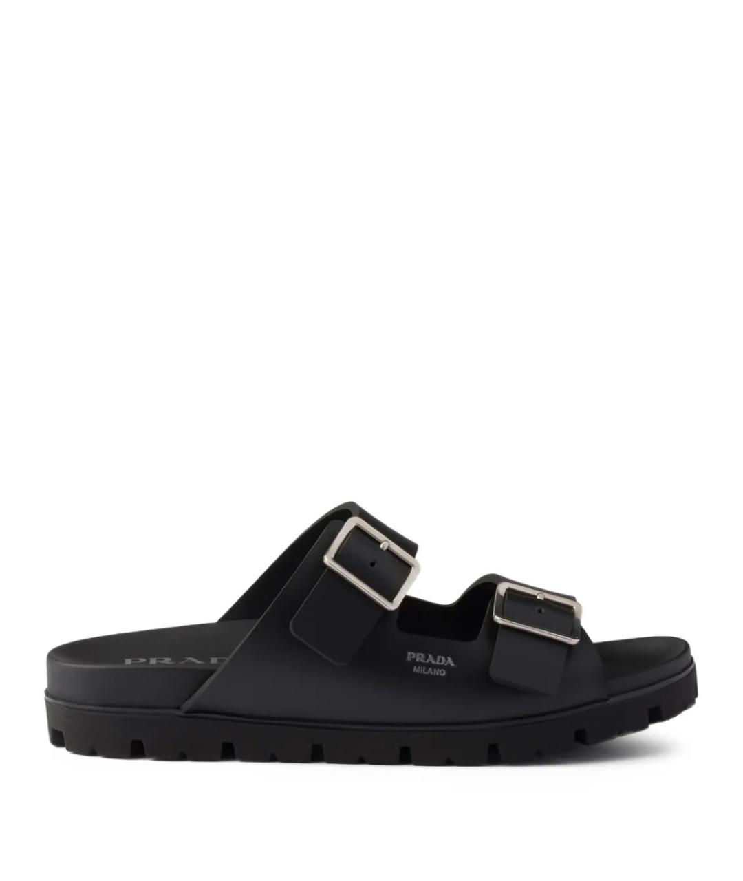 PRADA Черные кожаные сандалии, фото 1
