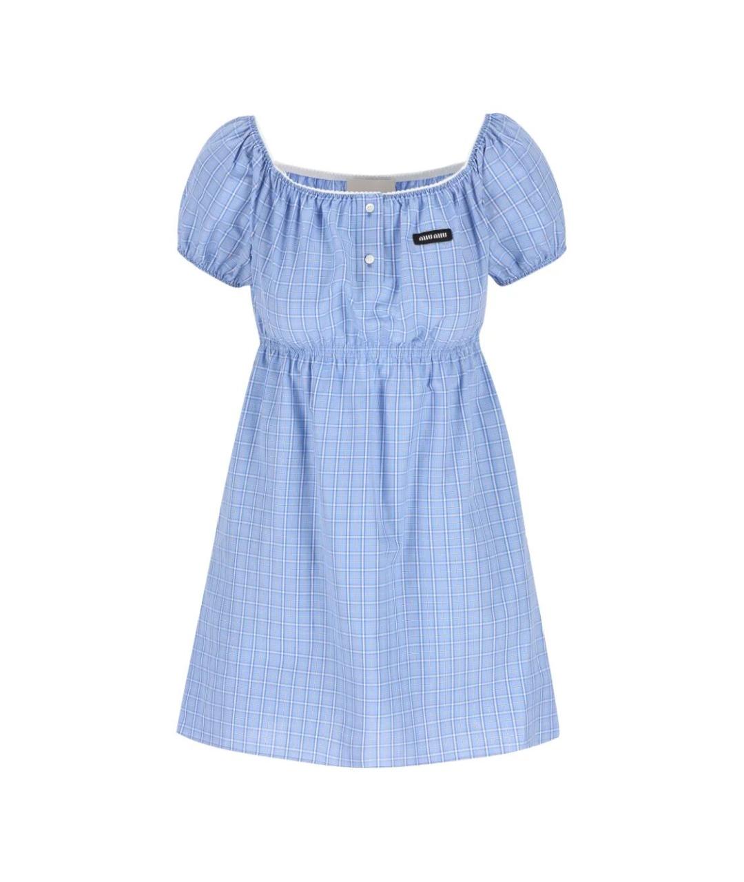 MIU MIU Голубое хлопковое повседневное платье, фото 1