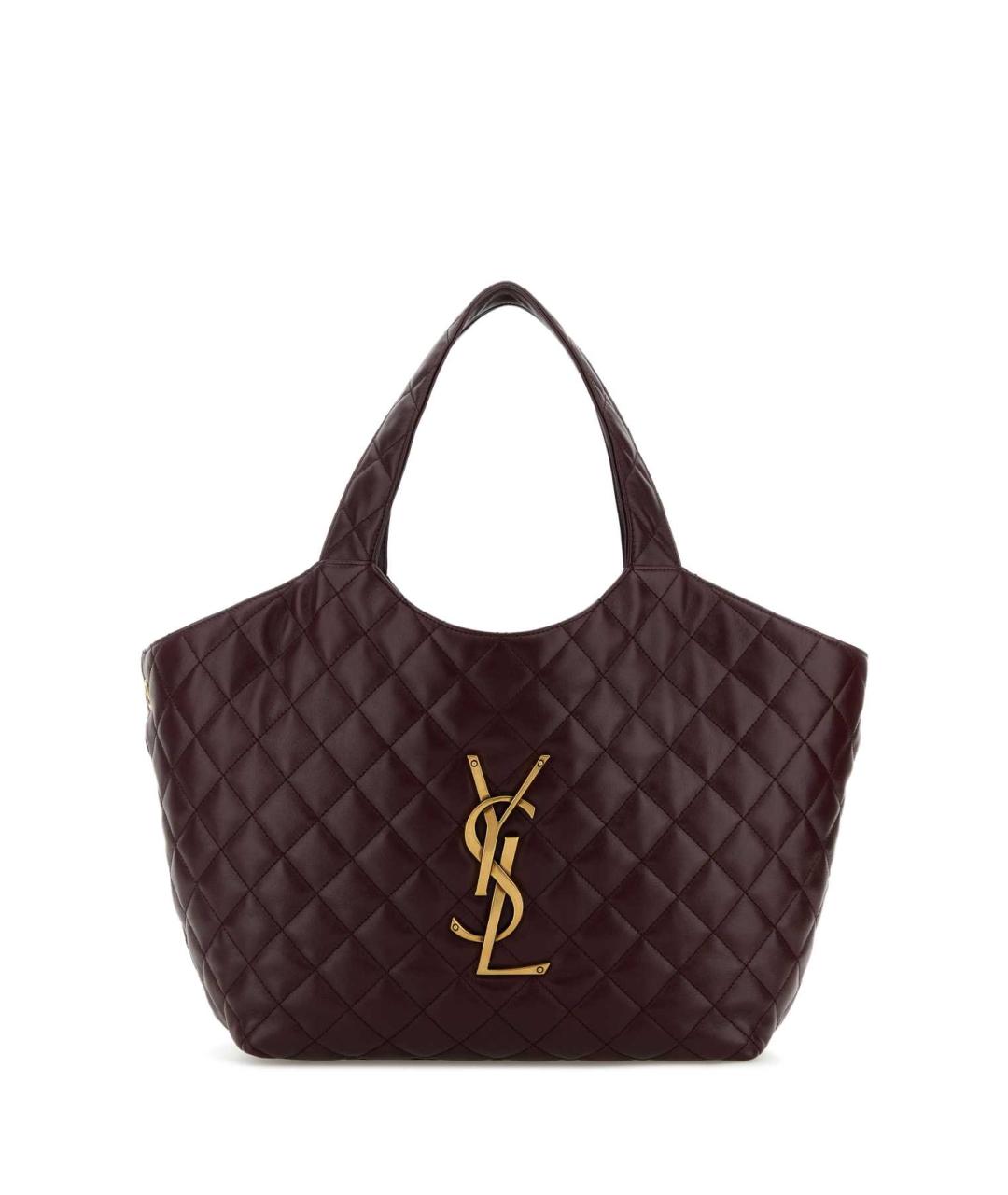 SAINT LAURENT Бордовая кожаная сумка тоут, фото 1