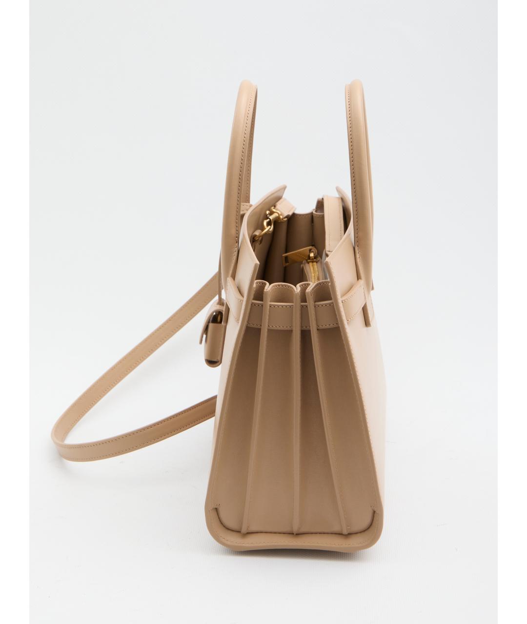 SAINT LAURENT Бежевая кожаная сумка тоут, фото 4