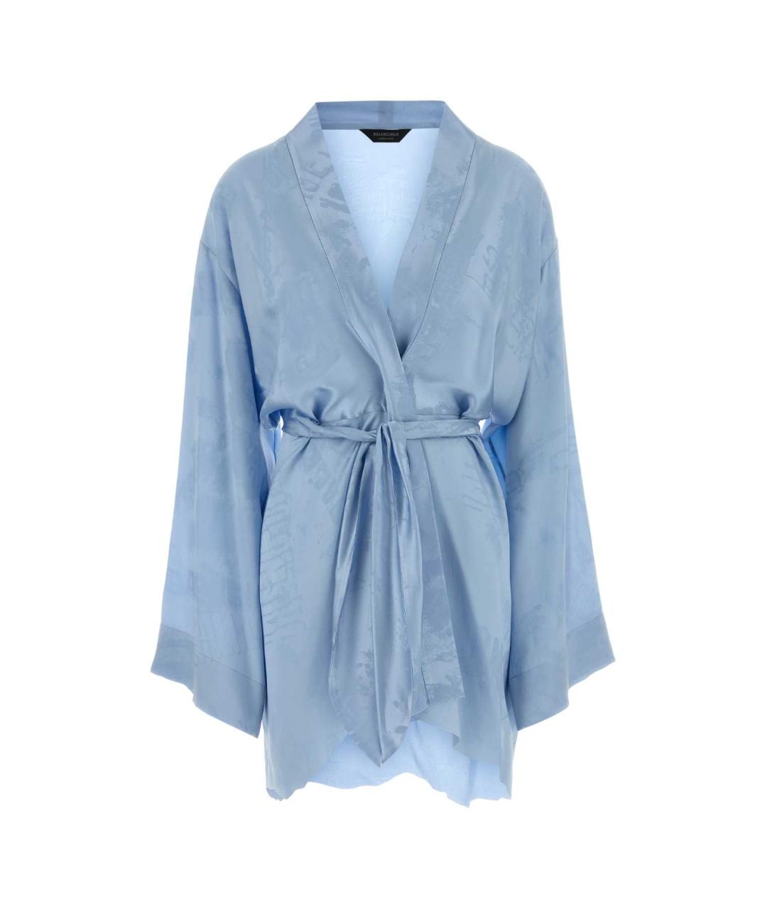 BALENCIAGA Голубое шелковое коктейльное платье, фото 1