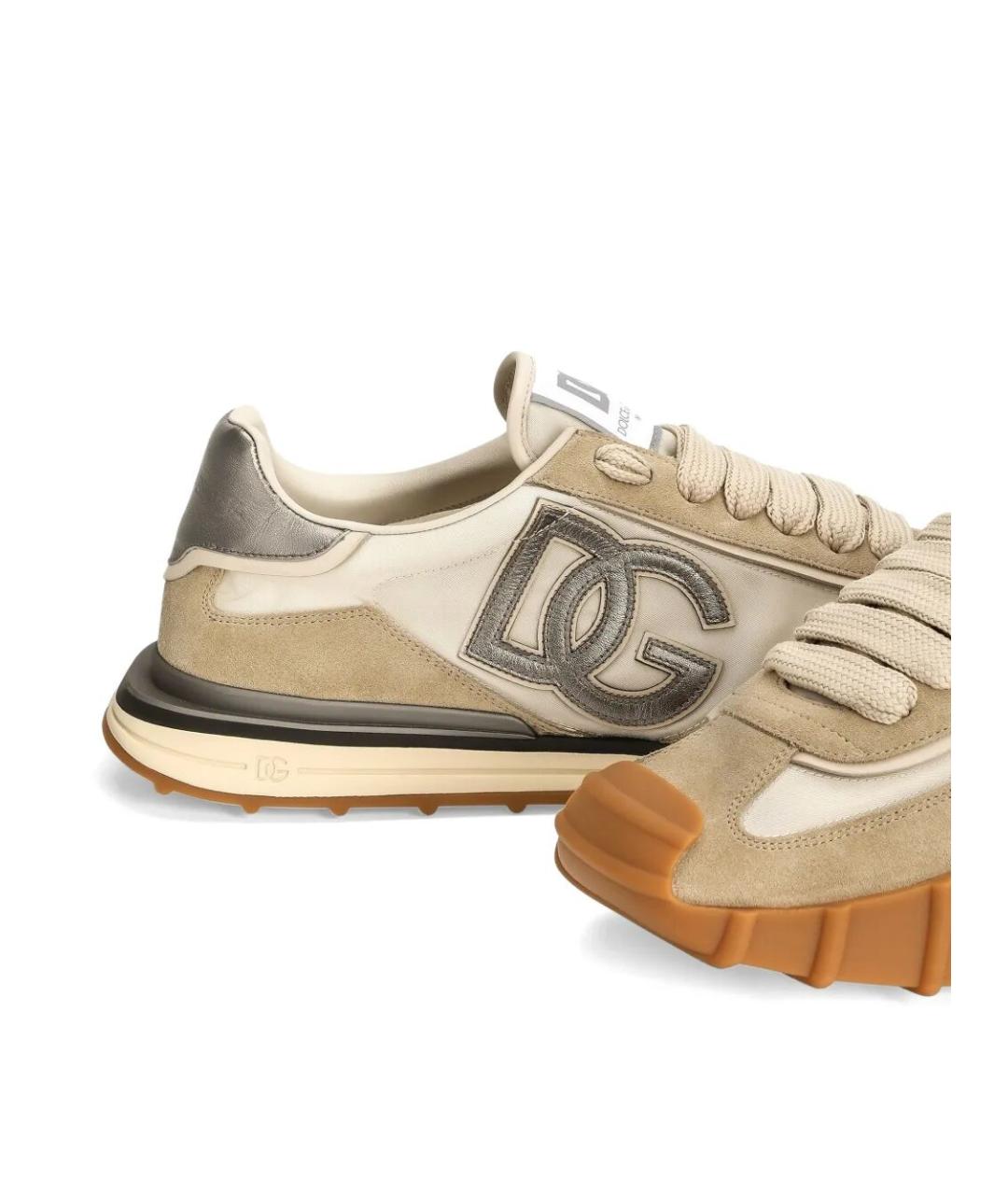 DOLCE&GABBANA Бежевые кожаные низкие кроссовки / кеды, фото 4