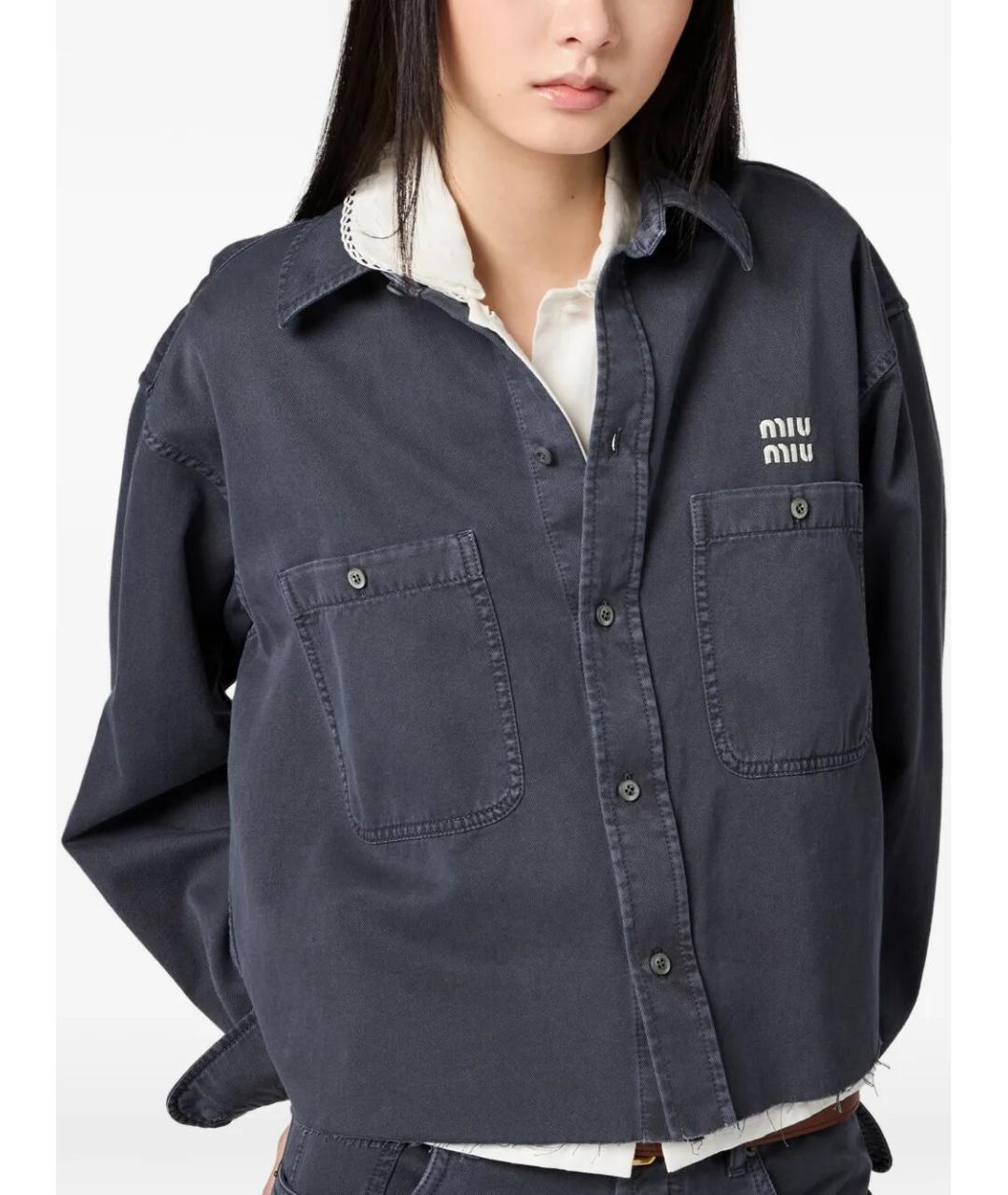 MIU MIU Серая хлопковая рубашка, фото 2