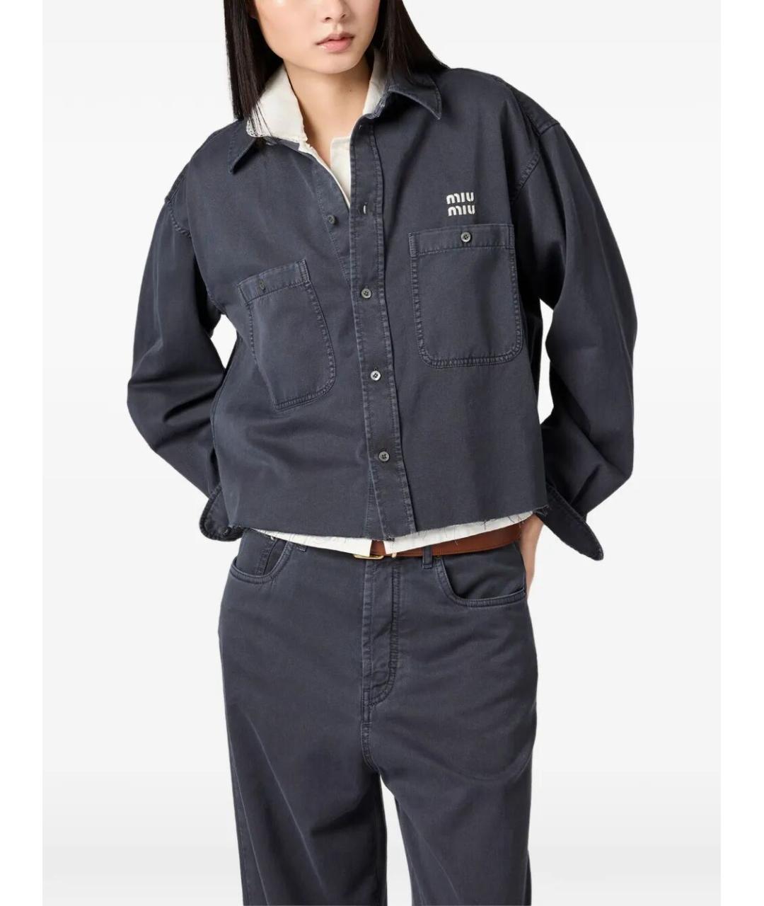MIU MIU Серая хлопковая рубашка, фото 4