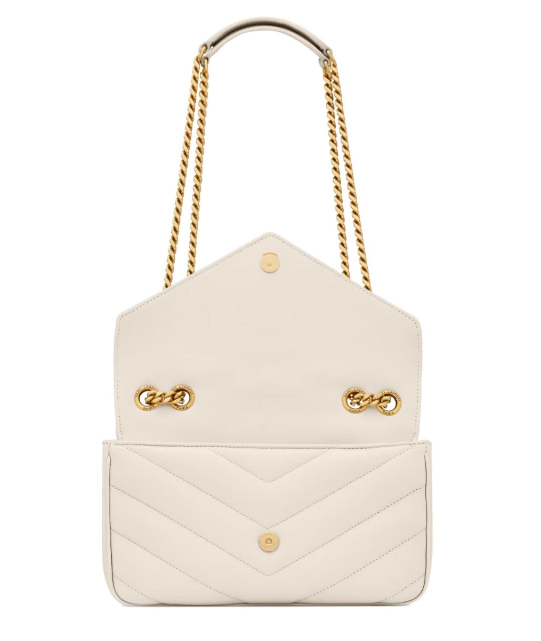 SAINT LAURENT Белая кожаная сумка через плечо, фото 5