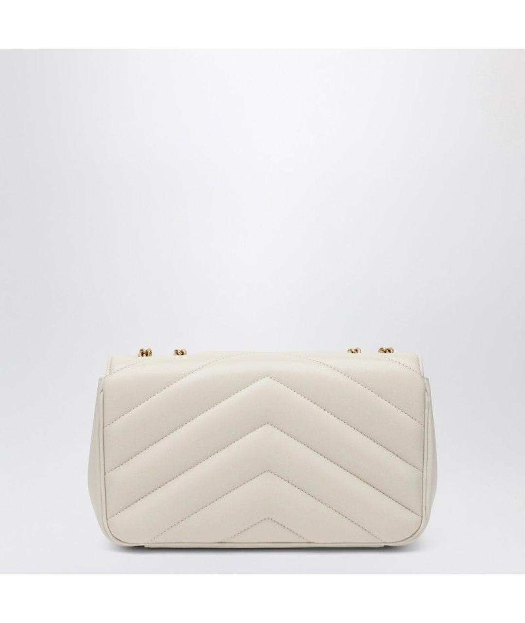 SAINT LAURENT Белая кожаная сумка через плечо, фото 2