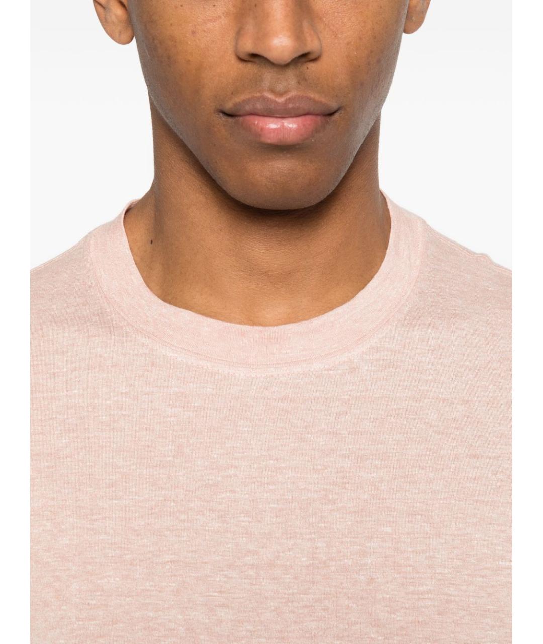 BRUNELLO CUCINELLI Розовая хлопковая футболка, фото 2