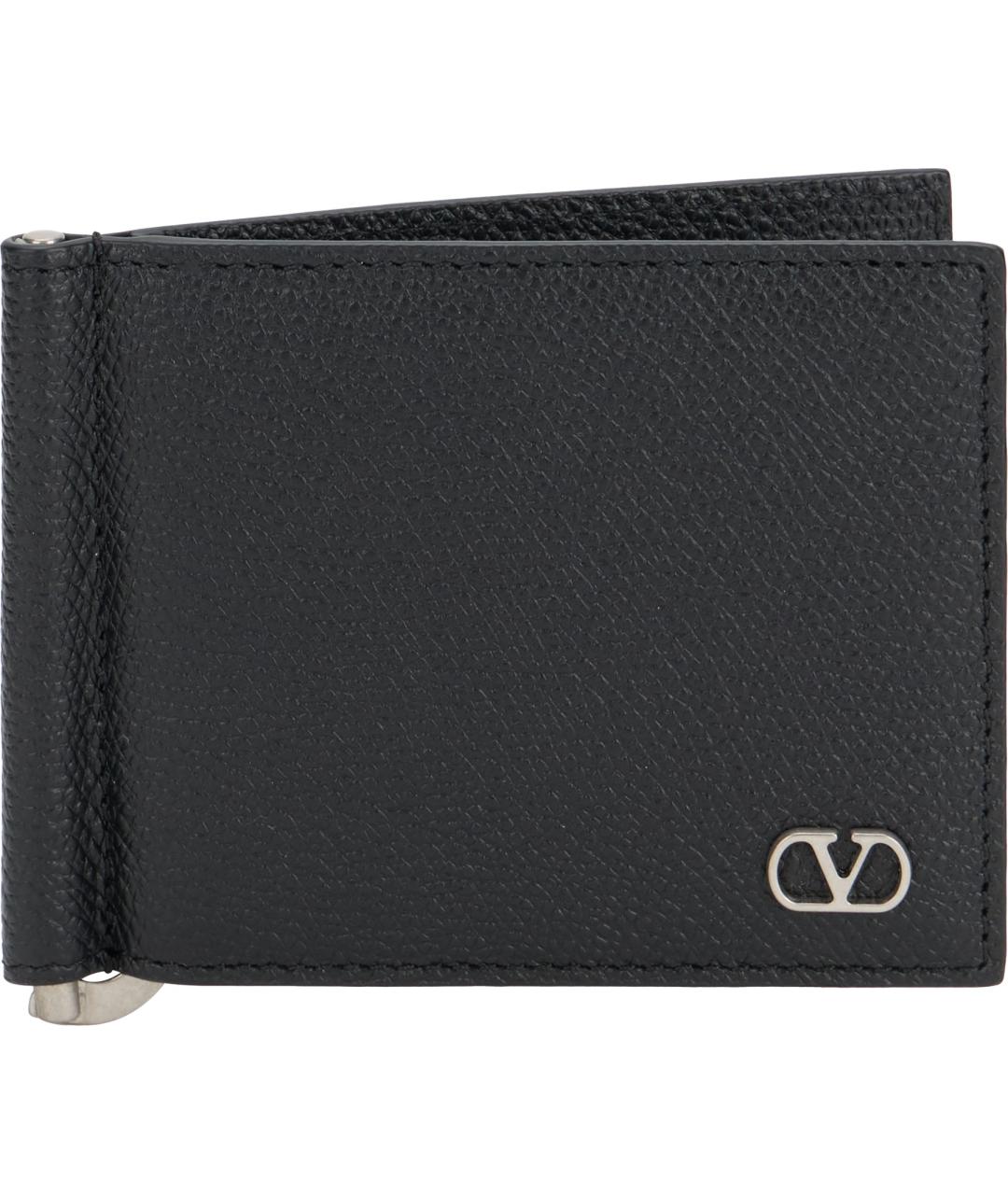 VALENTINO Черный кожаный кошелек, фото 2