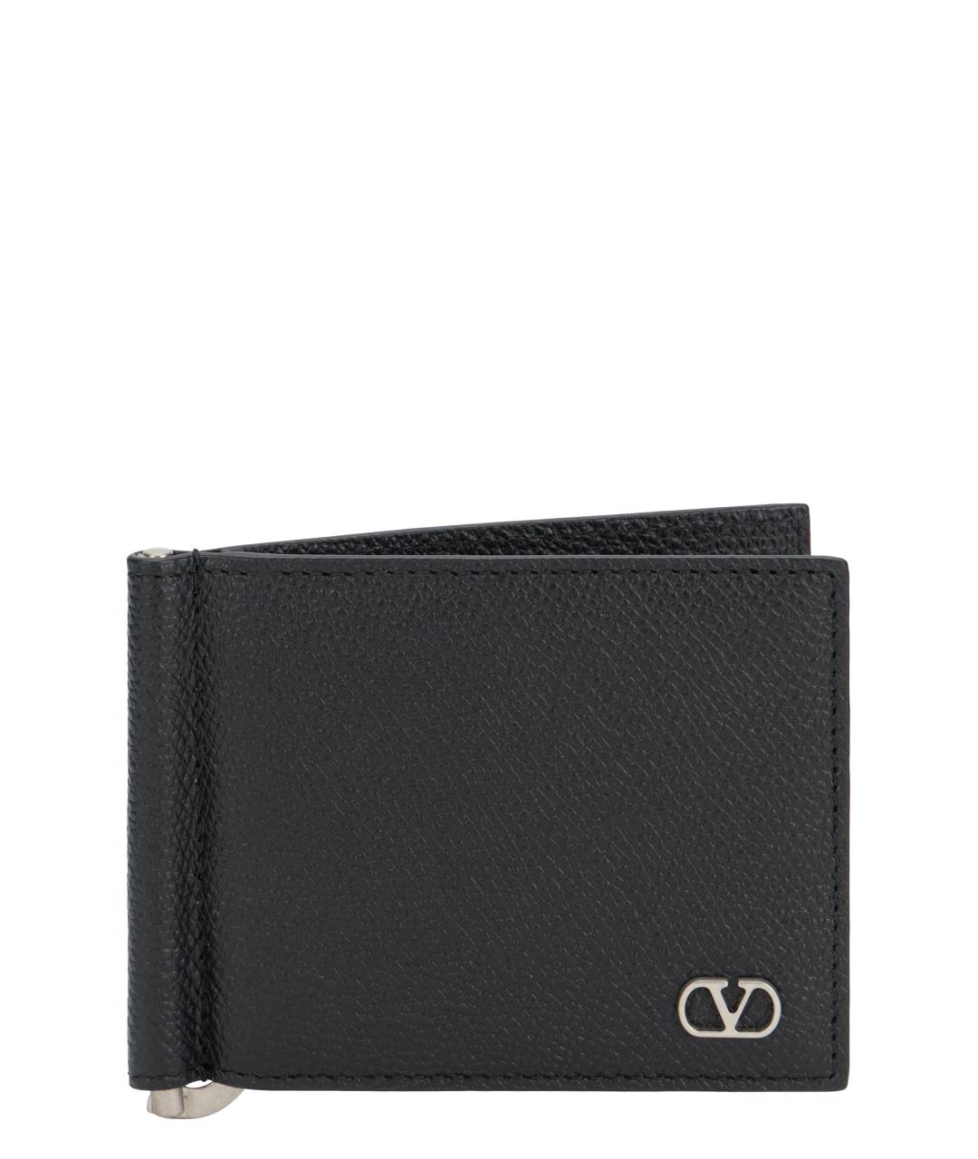 VALENTINO Черный кожаный кошелек, фото 1