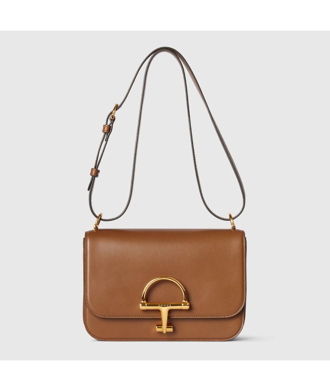 GUCCI Коричневая кожаная сумка через плечо, фото 4