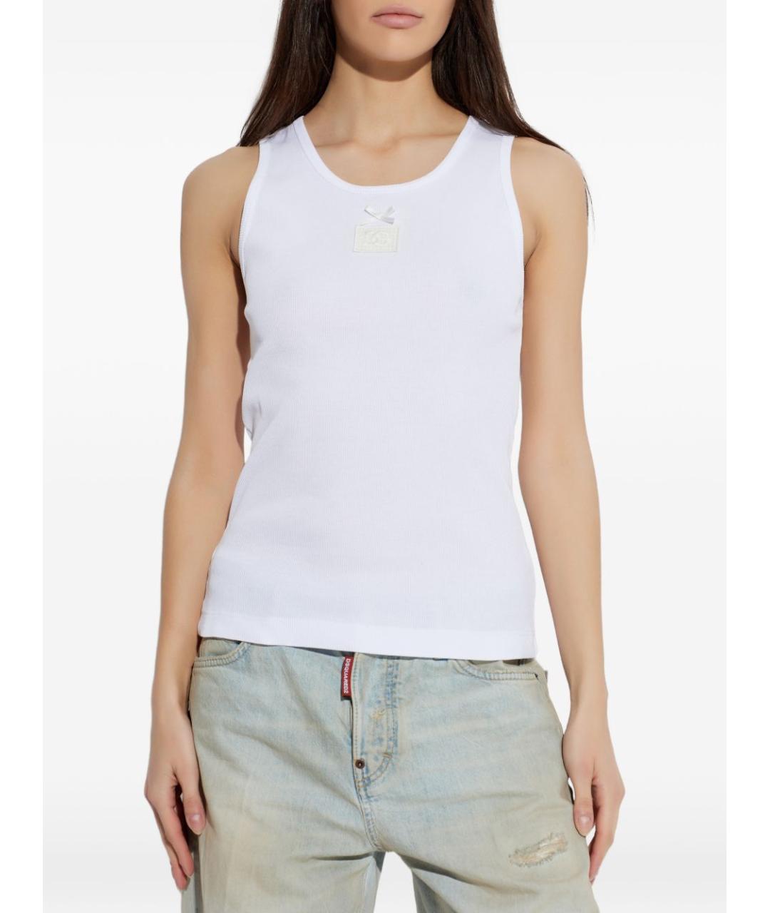 DOLCE&GABBANA Белая хлопковая майка, фото 5