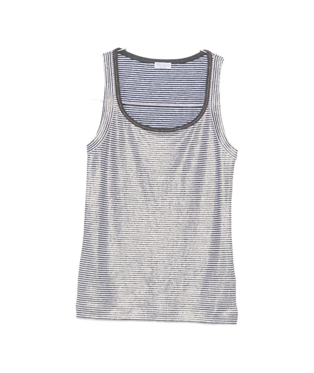 BRUNELLO CUCINELLI Синяя льняная майка, фото 1