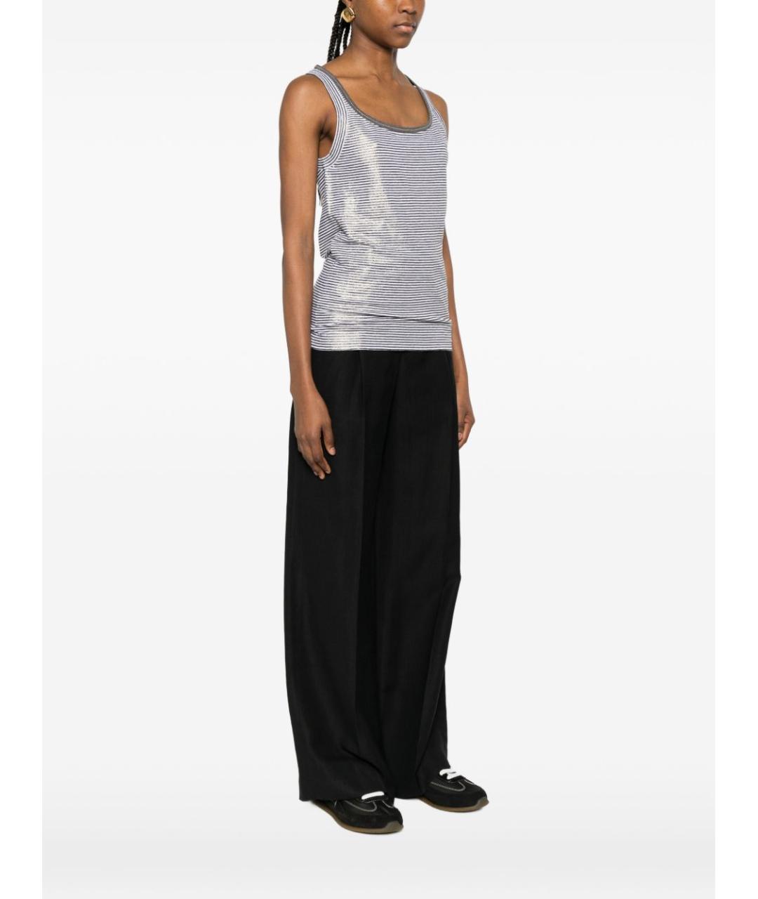 BRUNELLO CUCINELLI Синяя льняная майка, фото 5