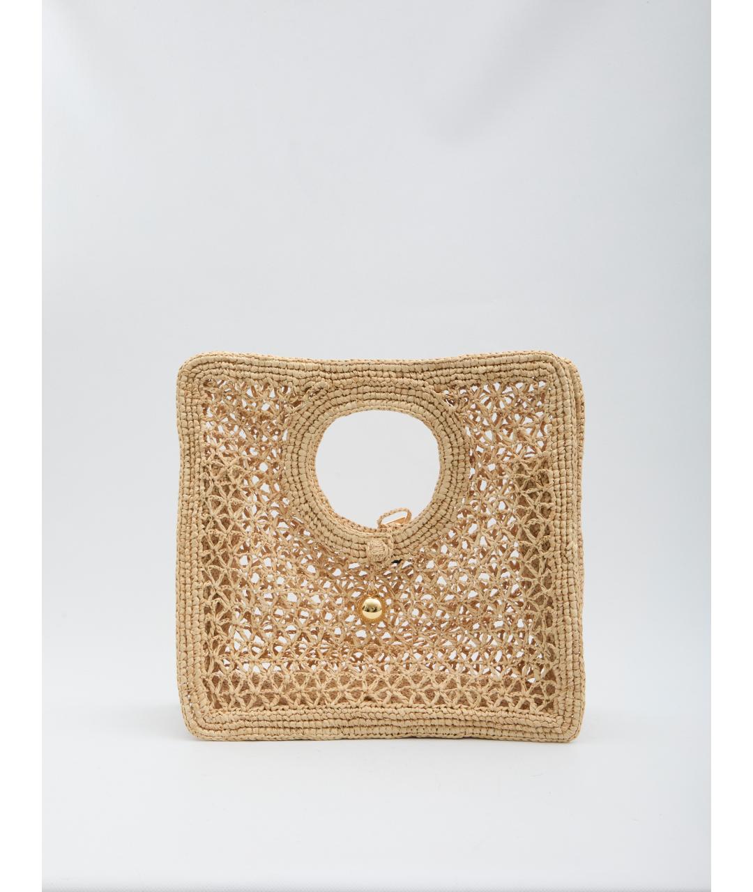 JACQUEMUS Бежевая пелетеная сумка с короткими ручками, фото 6