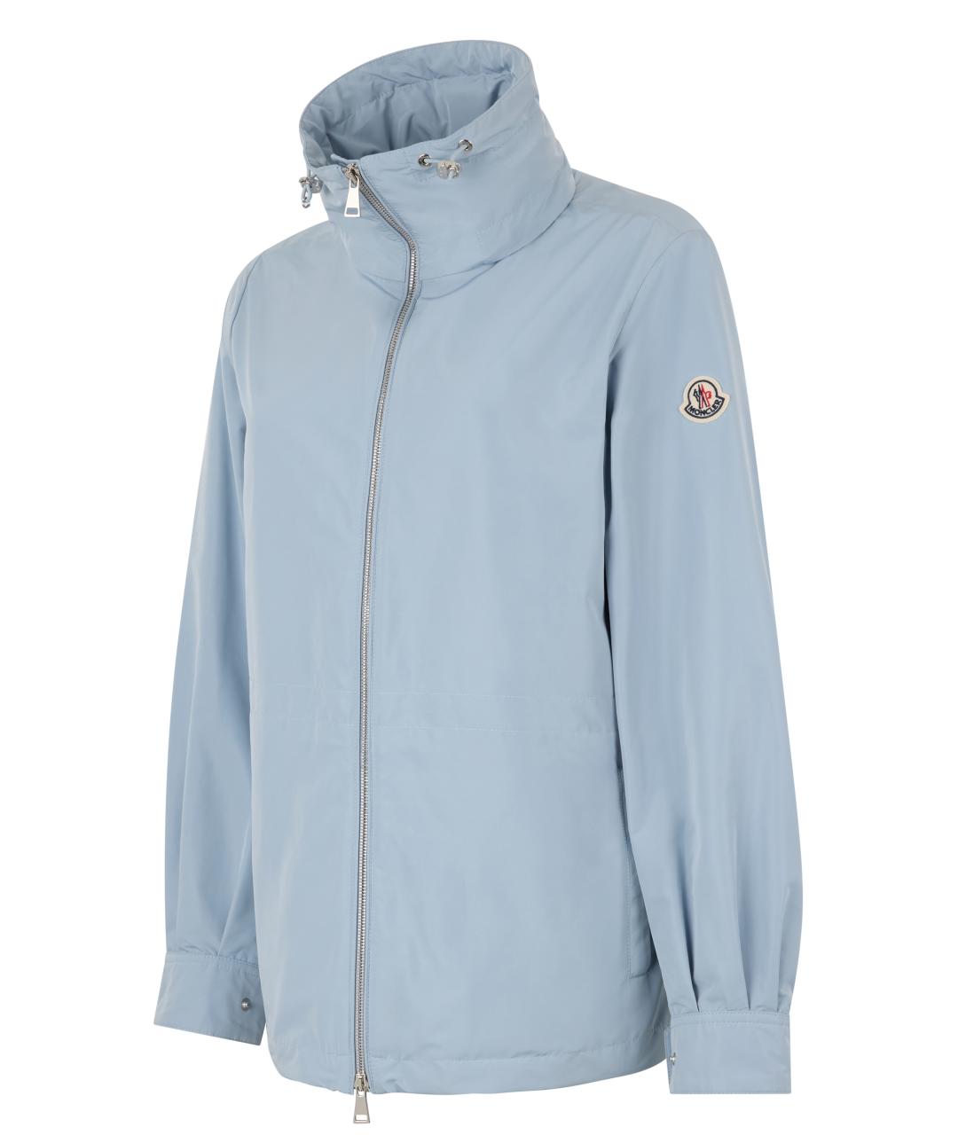 MONCLER Голубая полиэстеровая куртка, фото 3