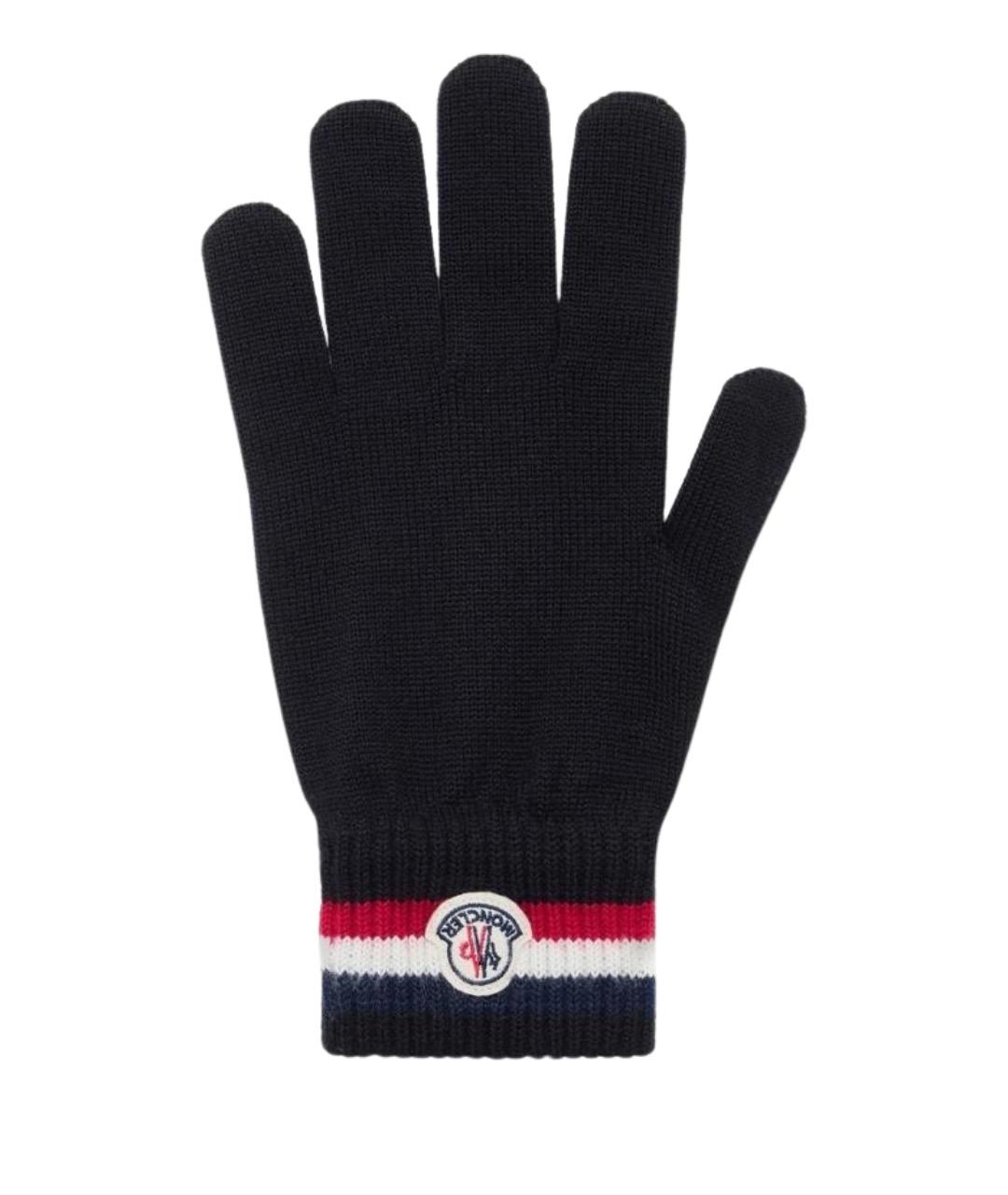 MONCLER Черные шерстяные перчатки, фото 1