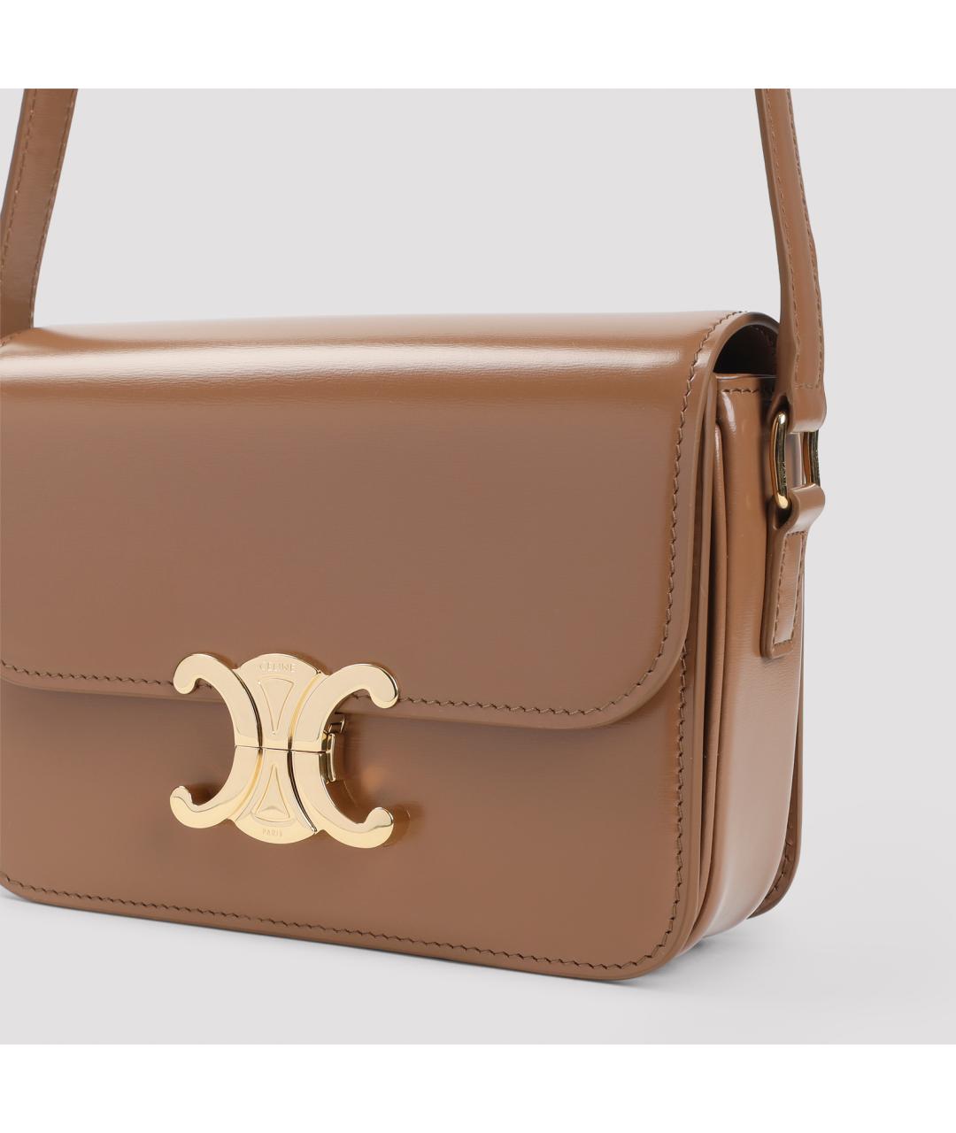 CELINE Бежевая кожаная сумка через плечо, фото 5