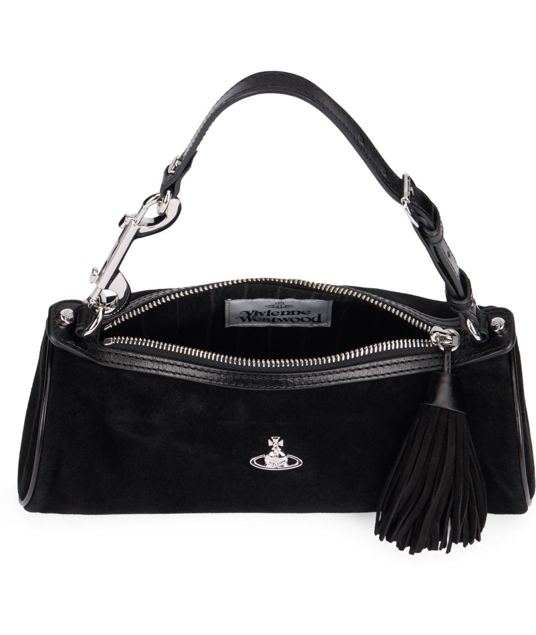 VIVIENNE WESTWOOD Черная кожаная сумка с короткими ручками, фото 5