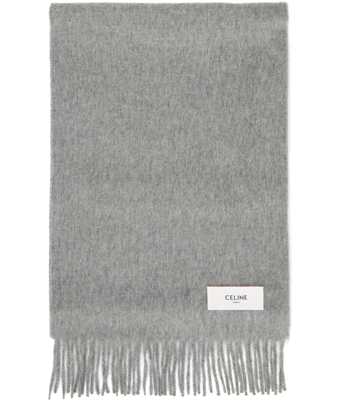 CELINE Серый кашемировый шарф, фото 2