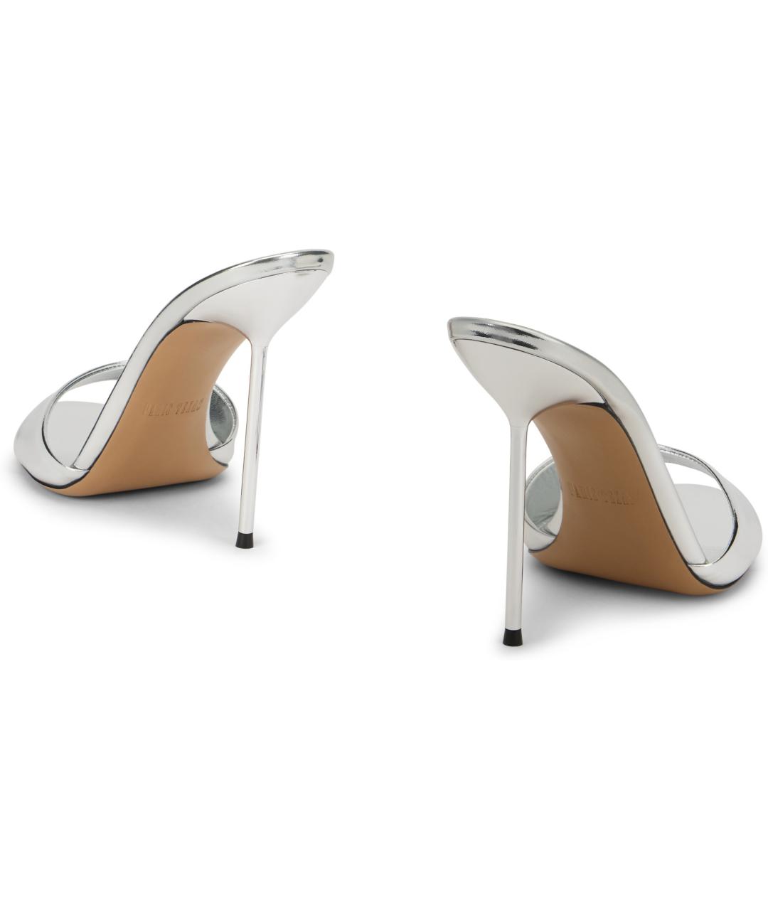 PARIS TEXAS Серебряные кожаные мюли, фото 4