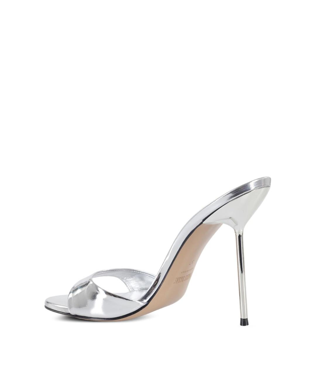 PARIS TEXAS Серебряные кожаные мюли, фото 2